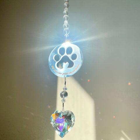 Paw Prints on our Hearts Suncatcher
